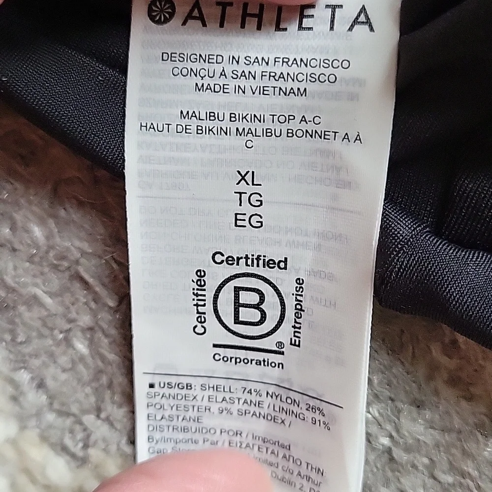 Athleta Malibu Bikini Top A-C XL Black